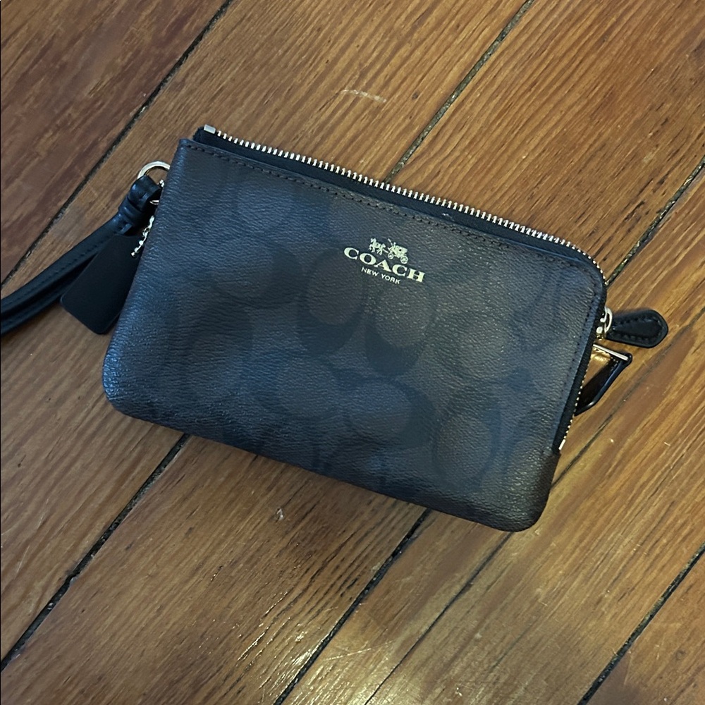 Coach black/dark brown Wristlet